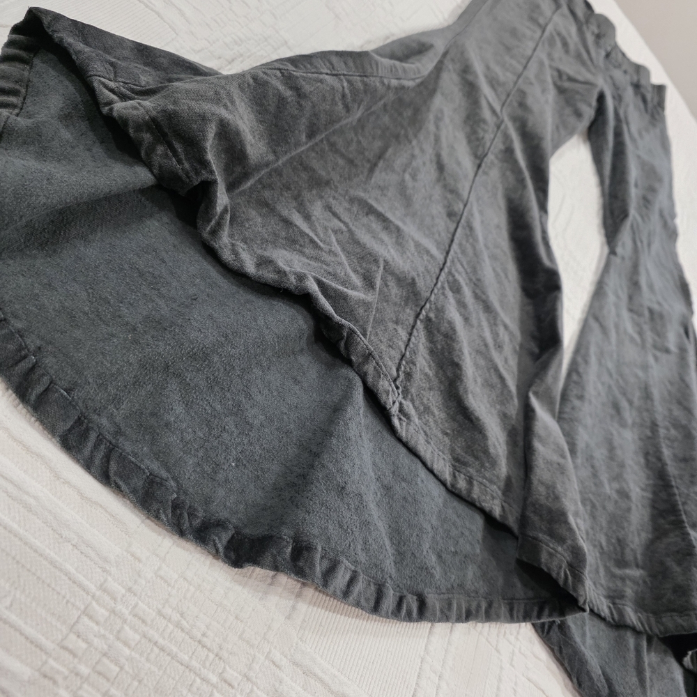 Umgee Charcoal Black Flared Pants Size Medium Retro Bell Bottoms Festival Boho - Picture 2 of 14